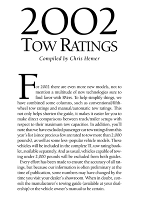 2002 Guide to towing