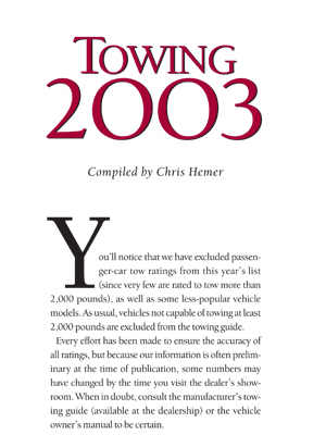2003 Guide to towing